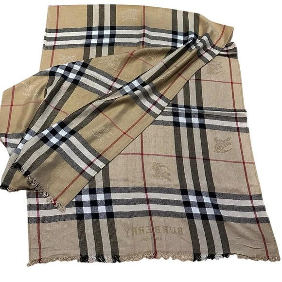 Burberry Tan and Black Checkered Scarf - Picture 5 of 10